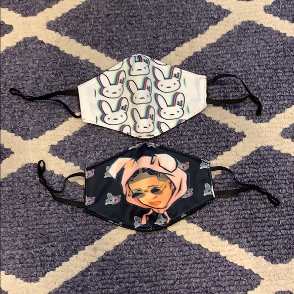New 2 pack Bad Bunny handmade face mask - Picture 1 of 3